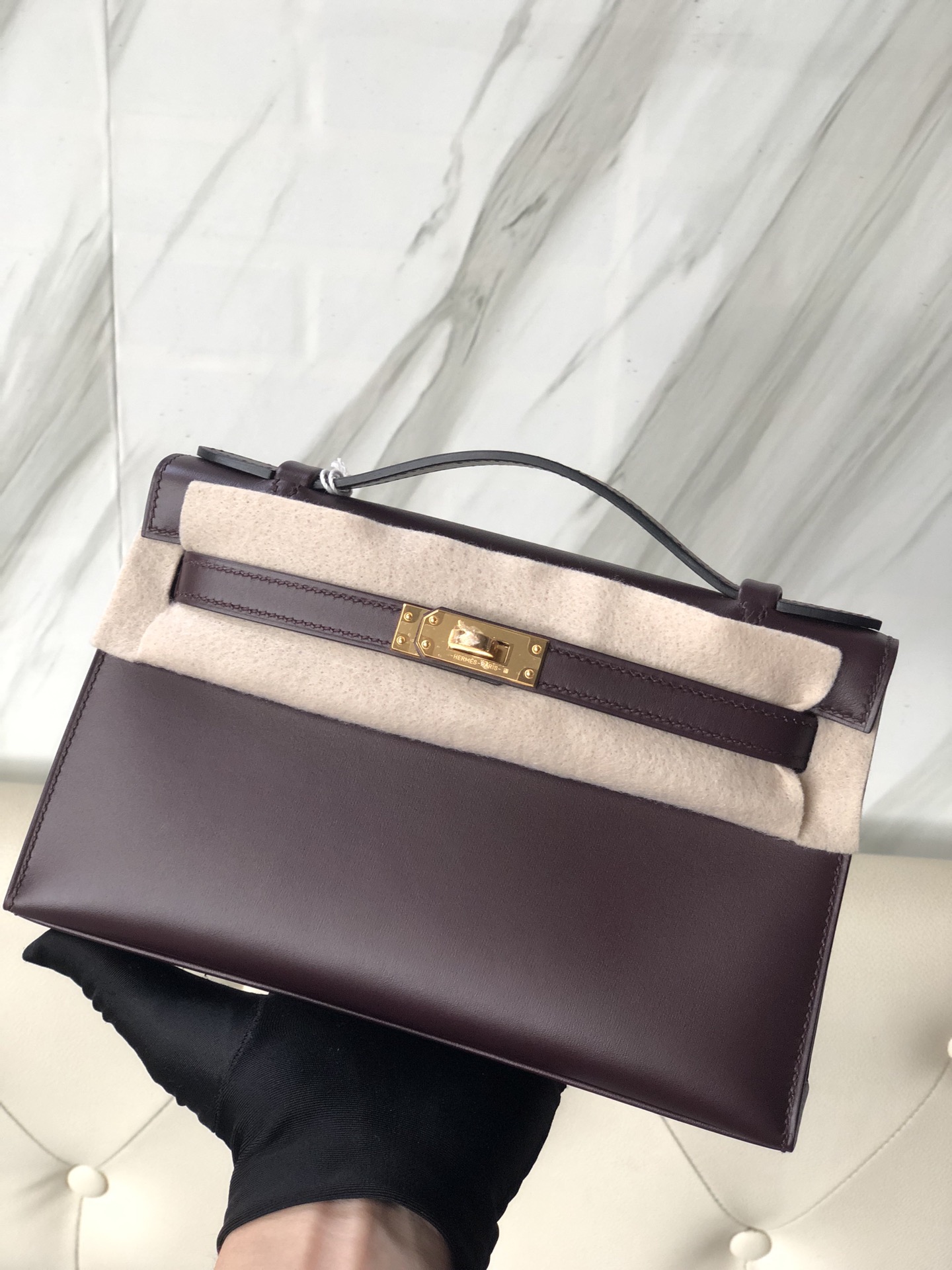 에르메스 미니 켈리백22 보르도 금장